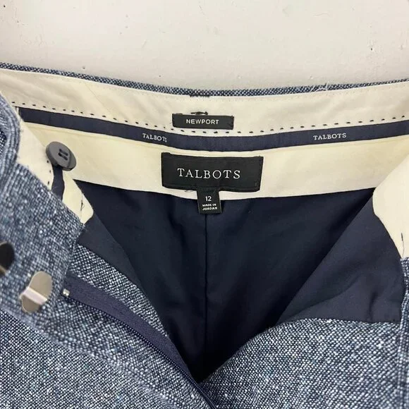 Talbots Newport Blue Tweed Wool Blend Pants Trousers Size 12 34 x 29 - Picture 4 of 6
